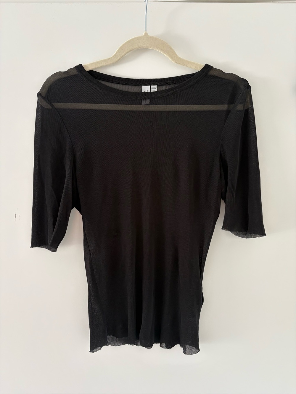 & Other Stories Black Sheer Short Sleeve Top